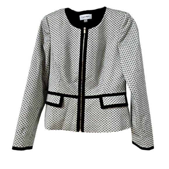 Calvin Klein Jackets & Blazers - SALE***Calvin Klein Black/White Dot Zip Front Long Sleeved Jacket 8